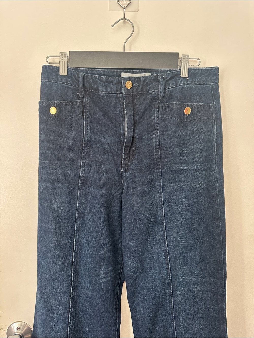 Sam Edelman Dark Blue High-Waist Wide-Leg Jeans - Picture 3 of 7